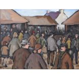 Gladys Maccabe, HRUA - MARKET DAY - Oil on Board - 12 x 16 inches - Signed