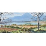 George Farrell - THE MOURNES FROM DUNDRUM CASTLE - Watercolour Drawing - 7 x 15 inches - Signed