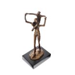 Irish School - PROUD FATHER - Cast Bronze Sculpture - 9.5 x 3.5 inches - Signed in Monogram