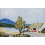 Ede Fitzpatrick - IRISH THATCHED COTTAGE - Irish Tweed - 5.5 x 9 inches - Signed in Monogram