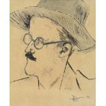 J. Ryan - PORTRAIT OF JAMES JOYCE - Mixed Media - 8 x 6.5 inches - Signed