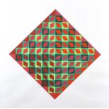 Victor Vasarely - GEOMETRIC ABSTRACT - Coloured Screen Print - 22 x 22 inches - Signed