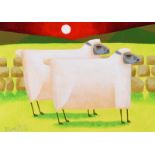 Graham Knuttel - TWO SHEEP - Oil on Canvas - 10 x 14 inches - Signed