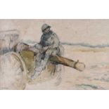 William Conor, RHA RUA - THE SOILDER - Watercolour Drawing - 12 x 18 inches - Signed