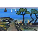 Markey Robinson - DOWN BY THE SHORE - Gouache on Board - 11 x 17 inches - Signed