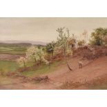 H. Allingham - WORKING ON THE HILLSIDE - Watercolour Drawing - 10 x 14 inches - Signed