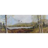 William Yeaman - PHEASANTS OVER THE LOUGH - Oil on Board - 12 x 30 inches - Signed