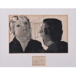 Colin Middleton, RHA RUA - CONVERSATION PIECE - Watercolour Drawing - 4.5 x 7 inches - Unsigned