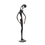 Irish School - STANDING FEMALE - Cast Bronze Sculpture - 14 x 3 inches - Signed