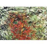 Kevin Sharkey - GREEN & RED ABSTRACT - Mixed Media - 18 x 26 inches - Signed