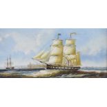 W. Scott - TALL SHIP - Oil on Canvas - 10 x 20 inches - Signed