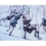 William Conor, RHA RUA - LAMP POST SWINGING - Coloured Print - 10 x 13 inches - Unsigned