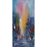 Carol Ann Waldron - CITYSCAPE II - Oil on Board - 10 x 5 inches - Signed