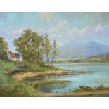 George Hanna - LAKE VIEW - Oil on Board - 14 x 18 inches - Signed