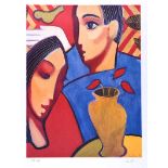 Paul Kerr - LOVERS WITH BIRD - Limited Edition Coloured Print (59/150) - 22 x 16 inches - Signed