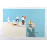 David Evans, RUA - WHEN THE BOAT COMES IN - Limited Edition Coloured Lithograph (30/40) - 14 x 21