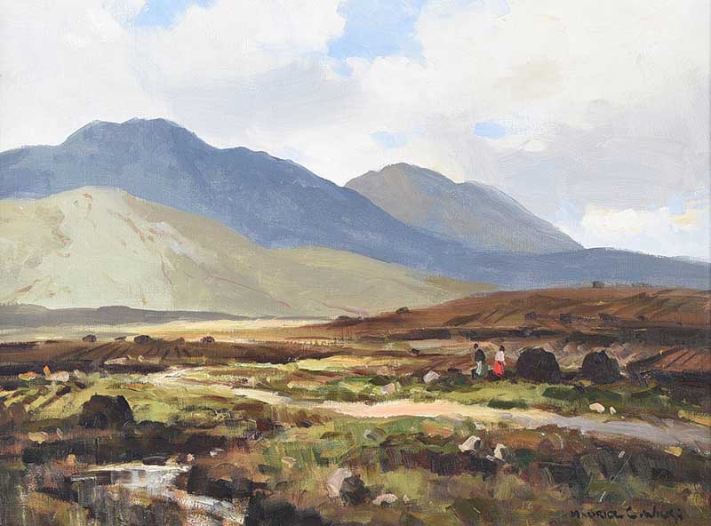 Maurice Canning Wilks, ARHA RUA - IN THE INAGH VALLEY, CONNEMARA - Oil on Board - 18 x 24 inches -