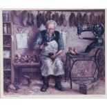 David Long, UWS - THE SHOEMAKER - Coloured Print - 10 x 12 inches - Signed