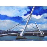 Sean Lorinyenko - THE PEACE BRIDGE, DERRY - Watercolour Drawing - 5.5 x 7.5 inches - Signed
