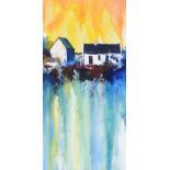 Dennis Orme Shaw - SUMMER SKY - Acrylic on Paper - 12 x 6 inches - Signed