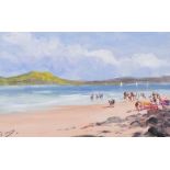Terence Crosby - BEACH, DONEGAL - Oil on Board - 6 x 10 inches - Signed