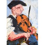 P.J. O'Hare - ON THE FIDDLE - Oil on Board - 7 x 5 inches - Signed