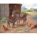 Stanley McCormick - FARM YARD WITH DONKEYS - Oil on Canvas - 8 x 10 inches - Signed
