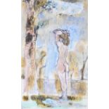 Daniel O'Neill - FEMALE NUDE IN A LANDSCAPE - Watercolour Drawing - 8 x 5 inches - Signed