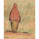 William Conor, RHA RUA - SHAWLIE BY THE SHORE - Wax Crayon on Paper - 7.5 x 6 inches - Signed