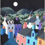 George Callaghan - A MIDNIGHT STROLL - Oil & Acrylic on Canvas - 12 x 12 inches - Signed