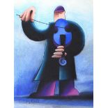 George Callaghan - THE BLUE FIDDLE - Pastel on Paper - 23 x 16 inches - Signed