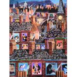 George Callaghan - GOINGS ON, EAST BELFAST - Oil & Acrylic on Canvas - 24 x 18 inches - Signed