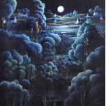 George Callaghan - MOONLIGHT LANDSCAPE - Oil & Acrylic on Canvas - 24 x 24 inches - Signed