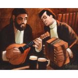 George Callaghan - MUSIC & STOUT II - Oil & Acrylic on Canvas - 8 x 10 inches - Signed