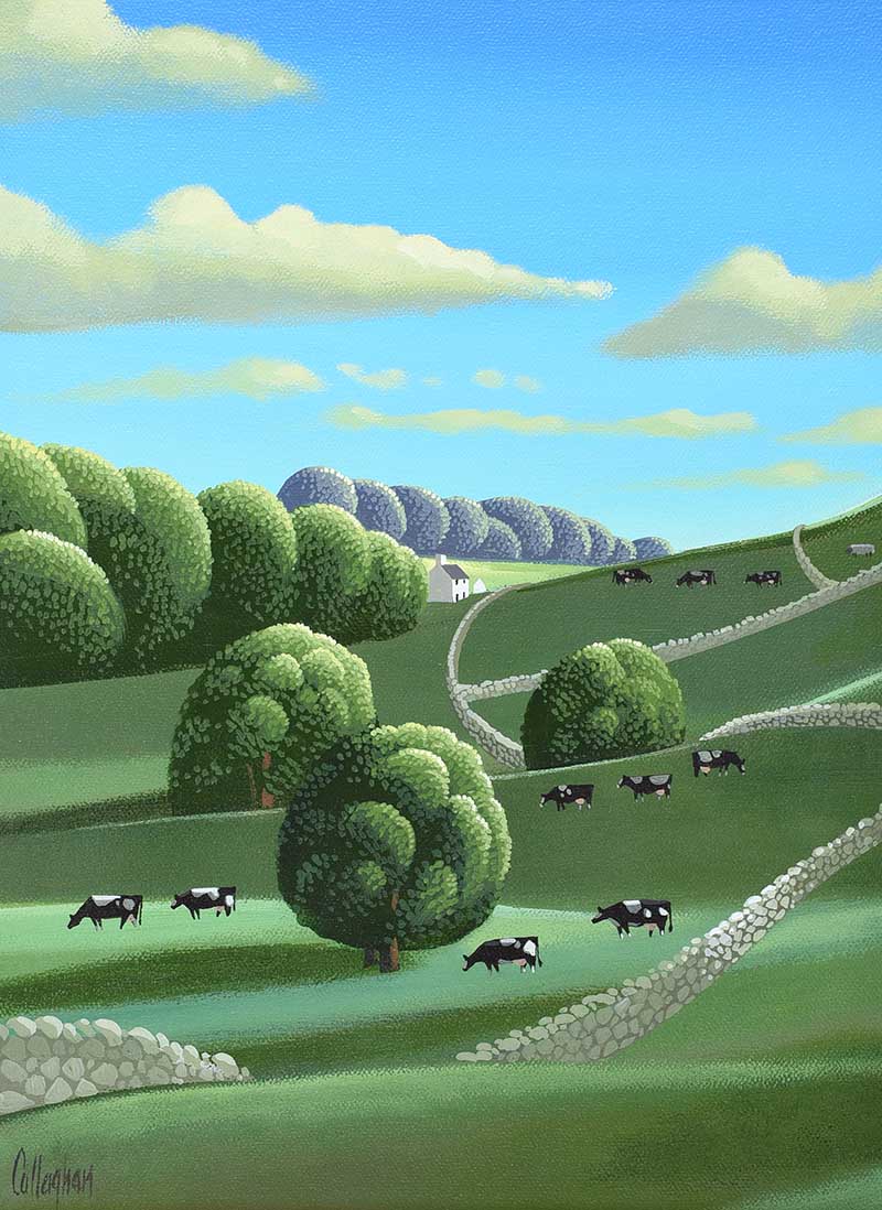 George Callaghan - GREEN PASTURES - Oil & Acrylic on Canvas - 16 x 12 inches - Signed