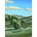 George Callaghan - GREEN PASTURES - Oil & Acrylic on Canvas - 16 x 12 inches - Signed