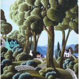 George Callaghan - STONE WALLS - Oil & Acrylic on Canvas - 16 x 16 inches - Signed