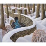 George Callaghan - RIVER IN THE WOODS, WINTER - Oil & Acrylic on Canvas - 18 x 22 inches - Signed