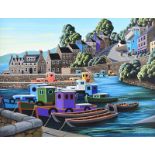 George Callaghan - ROAD TO THE HARBOUR - Oil & Acrylic on Canvas - 18 x 24 inches - Signed