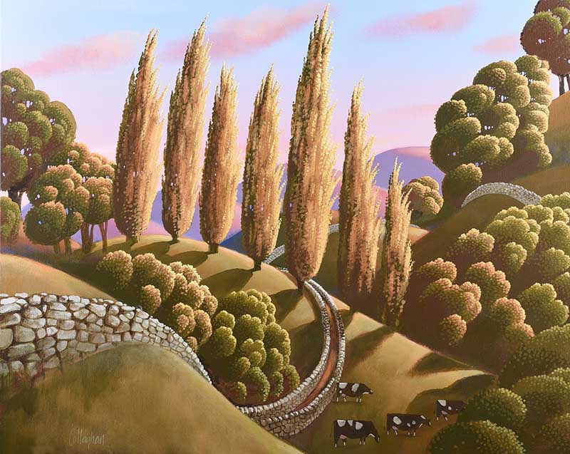 George Callaghan - CATTLE GRAZING - Oil & Acrylic on Canvas - 24 x 30 inches - Signed