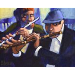 George Callaghan - TWO FLUTES - Oil & Acrylic on Canvas - 8 x 10 inches - Signed