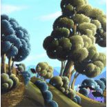 George Callaghan - COUNTRY CHAT - Oil & Acrylic on Canvas - 16 x 16 inches - Signed