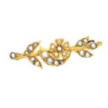 GOLD-TONE SEED PEARL BROOCH