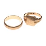 TWO 9CT GOLD RINGS