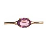 9CT GOLD AMETHYST BAR BROOCH