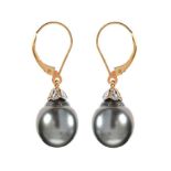 18CT GOLD TAHITIAN PEARL DROP EARRINGS