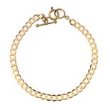 9CT GOLD CURB LINK BRACELET WITH T-BAR CHARM
