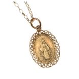 9CT GOLD VIRGIN MARY NECKLACE