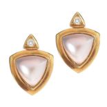 MABE PEARL AND DIAMOND EARRINGS