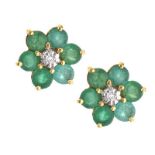 18CT GOLD EMERALD AND DIAMOND EARRINGS